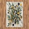 Ambesonne Eucalyptus Leaves Area Rug, Gloomy Love of Nature on Neutral Watercolor Art Background, Flat Woven Accent Rug for Living Room Bedroom Dining Room, 2′ 6″ x 5′, Mustard and Reseda Green(Green Black Mustard)