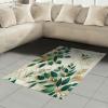 Ambesonne Eucalyptus Leaves Area Rug, Gloomy Love of Nature on Neutral Watercolor Art Background, Flat Woven Accent Rug for Living Room Bedroom Dining Room, 2′ 6″ x 5′, Mustard and Reseda Green(Dark Teal Amber Ivory)