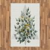 Ambesonne Eucalyptus Leaves Area Rug, Gloomy Love of Nature on Neutral Watercolor Art Background, Flat Woven Accent Rug for Living Room Bedroom Dining Room, 2′ 6″ x 5′, Mustard and Reseda Green(Laurel Green White)