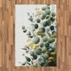 Ambesonne Eucalyptus Leaves Area Rug, Gloomy Love of Nature on Neutral Watercolor Art Background, Flat Woven Accent Rug for Living Room Bedroom Dining Room, 2′ 6″ x 5′, Mustard and Reseda Green(Mustard and Peacock Green)