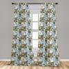 Ambesonne Floral Curtains, Flower Branches Blossoming in Minimalist Design Neutral Botanical, Window Treatments 2 Panel Set for Living Room Bedroom, Pair of – 28″ x 84″, Taupe Grey and Dark Blue Grey(White Soft Blue and Khaki)
