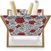 Ambesonne Fuchsia Magazine and Book Holder, Hearts Pattern Valentines Day Themed Design Retro Motifs Vintage Elements, Floor Rack Decor for Interior of Home & Office, 22″ x 19″, Off White Multicolor(Vermilion Black White)