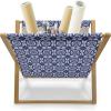 Ambesonne Fuchsia Magazine and Book Holder, Hearts Pattern Valentines Day Themed Design Retro Motifs Vintage Elements, Floor Rack Decor for Interior of Home & Office, 22″ x 19″, Off White Multicolor(Navy Blue and White)
