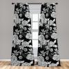 Ambesonne Garden Scene Curtains, Autumn Vibes Romantic Themed Monochrome Daisy Pattern Neutral Art, Window Treatments 2 Panel Set for Living Room Bedroom, Pair of – 28″ x 95″, Charcoal Grey Eggshell(Charcoal White)