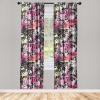 Ambesonne Garden Scene Curtains, Soft Tones Flowers Boho Pattern Springtime Inspired Neutral Art, Window Treatments 2 Panel Set for Living Room Bedroom, Pair of – 28″ x 95″, Lavender Blue Warm Taupe(Hot Pink Hunter Green)