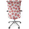 Ambesonne Glamour Office Chair Cover, Woman Lips Behind The Bars Female Love Romance Valentines Day Print, Stretchable Decorative Universal Size High Back Printed Slipcover, Scarlet White and Grey(Scarlet White and Grey)