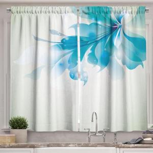 Ambesonne Cartoon Long Kitchen Curtains, Autumn Pattern Owl Fox Squirrel Birds Animal Leaves Print, Two Panels Drapes with Rod Pocket Room Decor, 55″ x 45″, Cream Orange(Eggshell Turquoise)