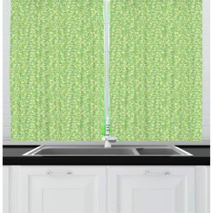 Ambesonne Cartoon Long Kitchen Curtains, Autumn Pattern Owl Fox Squirrel Birds Animal Leaves Print, Two Panels Drapes with Rod Pocket Room Decor, 55″ x 45″, Cream Orange(Pale and Fern Green)