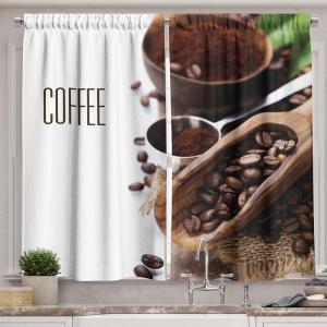 Ambesonne Cartoon Long Kitchen Curtains, Autumn Pattern Owl Fox Squirrel Birds Animal Leaves Print, Two Panels Drapes with Rod Pocket Room Decor, 55″ x 45″, Cream Orange(Brown Green)