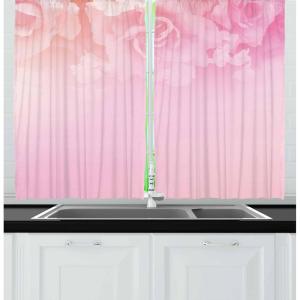 Ambesonne Cartoon Long Kitchen Curtains, Autumn Pattern Owl Fox Squirrel Birds Animal Leaves Print, Two Panels Drapes with Rod Pocket Room Decor, 55″ x 45″, Cream Orange(Pastel Pink)