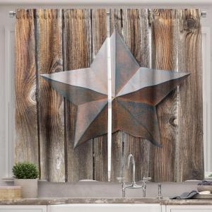 Ambesonne Cartoon Long Kitchen Curtains, Autumn Pattern Owl Fox Squirrel Birds Animal Leaves Print, Two Panels Drapes with Rod Pocket Room Decor, 55″ x 45″, Cream Orange(Brown Taupe)