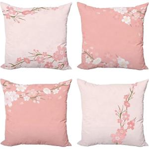 Ambesonne Chocolate Throw Pillow Cushion Case Pack of 4, Parquet Pattern in Wooden Style Geometric Design in Nature Inspired Art, Modern Accent Double-Sided Digital Printing, 20″, Brown Beige(Blush Pale Rose)