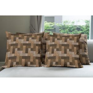 Ambesonne Chocolate Throw Pillow Cushion Case Pack of 4, Parquet Pattern in Wooden Style Geometric Design in Nature Inspired Art, Modern Accent Double-Sided Digital Printing, 20″, Brown Beige(Brown Beige)