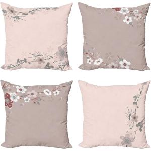 Ambesonne Chocolate Throw Pillow Cushion Case Pack of 4, Parquet Pattern in Wooden Style Geometric Design in Nature Inspired Art, Modern Accent Double-Sided Digital Printing, 20″, Brown Beige(Pale Rose Warm Taupe)