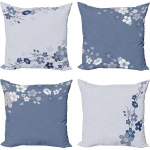 Ambesonne Chocolate Throw Pillow Cushion Case Pack of 4, Parquet Pattern in Wooden Style Geometric Design in Nature Inspired Art, Modern Accent Double-Sided Digital Printing, 20″, Brown Beige(Ceil Blue)
