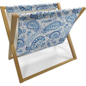 Ambesonne Coral Magazine and Book Holder, Scribbled Little and Big Different Size Heart Forms Love Valentines Mothers Day Theme, Floor Rack Decor for Interior of Home & Office, 22″ x 19″, Coral(White and Blue)