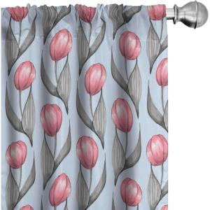 Ambesonne Ethnic Curtains, Abstract Boho Vibe Oriental Rhombus Motifs Grunge Design with Neutral Colors, Window Treatments 2 Panel Set for Living Room Bedroom, Pair of – 28″ x 63″, Seafoam Purpleblue(Dimgray Pastel Pink)