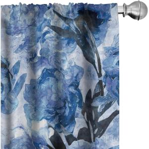 Ambesonne Ethnic Curtains, Abstract Boho Vibe Oriental Rhombus Motifs Grunge Design with Neutral Colors, Window Treatments 2 Panel Set for Living Room Bedroom, Pair of – 28″ x 63″, Seafoam Purpleblue(Cobalt Blue Pale Blue)