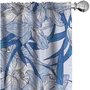 Ambesonne Ethnic Curtains, Abstract Boho Vibe Oriental Rhombus Motifs Grunge Design with Neutral Colors, Window Treatments 2 Panel Set for Living Room Bedroom, Pair of – 28″ x 63″, Seafoam Purpleblue(Ceil Blue Lavender)
