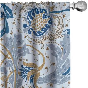 Ambesonne Ethnic Curtains, Abstract Boho Vibe Oriental Rhombus Motifs Grunge Design with Neutral Colors, Window Treatments 2 Panel Set for Living Room Bedroom, Pair of – 28″ x 63″, Seafoam Purpleblue(Purpleblue Dark Khaki)