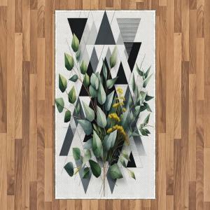 Ambesonne Eucalyptus Leaves Area Rug, Gloomy Love of Nature on Neutral Watercolor Art Background, Flat Woven Accent Rug for Living Room Bedroom Dining Room, 2′ 6″ x 5′, Mustard and Reseda Green(Dark Blue Grey and Green)