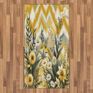 Ambesonne Eucalyptus Leaves Area Rug, Gloomy Love of Nature on Neutral Watercolor Art Background, Flat Woven Accent Rug for Living Room Bedroom Dining Room, 2′ 6″ x 5′, Mustard and Reseda Green(Mustard and Laurel Green)