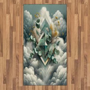 Ambesonne Eucalyptus Leaves Area Rug, Gloomy Love of Nature on Neutral Watercolor Art Background, Flat Woven Accent Rug for Living Room Bedroom Dining Room, 2′ 6″ x 5′, Mustard and Reseda Green(Grey Teal Earth Yellow)