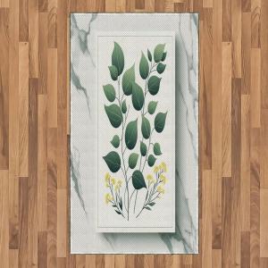 Ambesonne Eucalyptus Leaves Area Rug, Gloomy Love of Nature on Neutral Watercolor Art Background, Flat Woven Accent Rug for Living Room Bedroom Dining Room, 2′ 6″ x 5′, Mustard and Reseda Green(Reseda Green Yellow Grey)