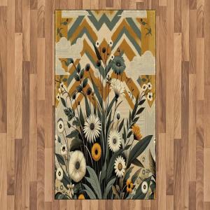 Ambesonne Eucalyptus Leaves Area Rug, Gloomy Love of Nature on Neutral Watercolor Art Background, Flat Woven Accent Rug for Living Room Bedroom Dining Room, 2′ 6″ x 5′, Mustard and Reseda Green(Amber Laurel Green)