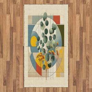 Ambesonne Eucalyptus Leaves Area Rug, Gloomy Love of Nature on Neutral Watercolor Art Background, Flat Woven Accent Rug for Living Room Bedroom Dining Room, 2′ 6″ x 5′, Mustard and Reseda Green(Laurel Green Multicolor)