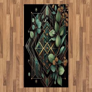 Ambesonne Eucalyptus Leaves Area Rug, Gloomy Love of Nature on Neutral Watercolor Art Background, Flat Woven Accent Rug for Living Room Bedroom Dining Room, 2′ 6″ x 5′, Mustard and Reseda Green(Black Laurel Green Amber)