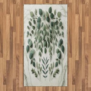 Ambesonne Eucalyptus Leaves Area Rug, Gloomy Love of Nature on Neutral Watercolor Art Background, Flat Woven Accent Rug for Living Room Bedroom Dining Room, 2′ 6″ x 5′, Mustard and Reseda Green(Ivory and Laurel Green)