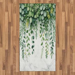 Ambesonne Eucalyptus Leaves Area Rug, Gloomy Love of Nature on Neutral Watercolor Art Background, Flat Woven Accent Rug for Living Room Bedroom Dining Room, 2′ 6″ x 5′, Mustard and Reseda Green(Fern Green Pastel Yellow)