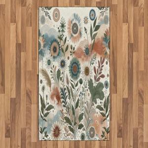 Ambesonne Eucalyptus Leaves Area Rug, Gloomy Love of Nature on Neutral Watercolor Art Background, Flat Woven Accent Rug for Living Room Bedroom Dining Room, 2′ 6″ x 5′, Mustard and Reseda Green(Pale Rose Slate Blue)