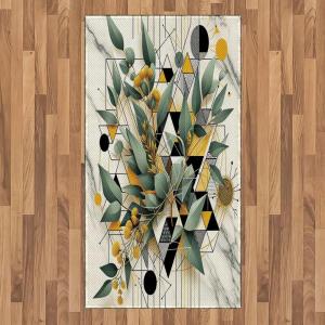 Ambesonne Eucalyptus Leaves Area Rug, Gloomy Love of Nature on Neutral Watercolor Art Background, Flat Woven Accent Rug for Living Room Bedroom Dining Room, 2′ 6″ x 5′, Mustard and Reseda Green(Green Black Mustard)