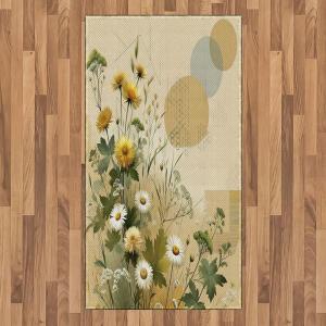 Ambesonne Eucalyptus Leaves Area Rug, Gloomy Love of Nature on Neutral Watercolor Art Background, Flat Woven Accent Rug for Living Room Bedroom Dining Room, 2′ 6″ x 5′, Mustard and Reseda Green(Ivory Sage Green Mustard)