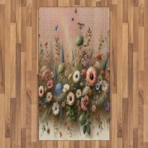 Ambesonne Eucalyptus Leaves Area Rug, Gloomy Love of Nature on Neutral Watercolor Art Background, Flat Woven Accent Rug for Living Room Bedroom Dining Room, 2′ 6″ x 5′, Mustard and Reseda Green(Rose and Olive Green)