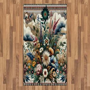 Ambesonne Eucalyptus Leaves Area Rug, Gloomy Love of Nature on Neutral Watercolor Art Background, Flat Woven Accent Rug for Living Room Bedroom Dining Room, 2′ 6″ x 5′, Mustard and Reseda Green(Dark Tan Multicolor)