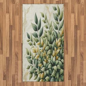 Ambesonne Eucalyptus Leaves Area Rug, Gloomy Love of Nature on Neutral Watercolor Art Background, Flat Woven Accent Rug for Living Room Bedroom Dining Room, 2′ 6″ x 5′, Mustard and Reseda Green(Laurel Green Eggshell)