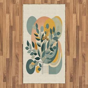 Ambesonne Eucalyptus Leaves Area Rug, Gloomy Love of Nature on Neutral Watercolor Art Background, Flat Woven Accent Rug for Living Room Bedroom Dining Room, 2′ 6″ x 5′, Mustard and Reseda Green(Orange Dark Sea Green)