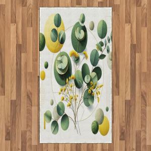 Ambesonne Eucalyptus Leaves Area Rug, Gloomy Love of Nature on Neutral Watercolor Art Background, Flat Woven Accent Rug for Living Room Bedroom Dining Room, 2′ 6″ x 5′, Mustard and Reseda Green(Fern Green Yellow and White)