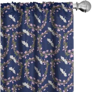 Ambesonne Floral Curtains, Flower Branches Blossoming in Minimalist Design Neutral Botanical, Window Treatments 2 Panel Set for Living Room Bedroom, Pair of – 28″ x 84″, Taupe Grey and Dark Blue Grey(Night Blue and Pale Pink)