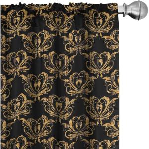 Ambesonne Floral Curtains, Flower Branches Blossoming in Minimalist Design Neutral Botanical, Window Treatments 2 Panel Set for Living Room Bedroom, Pair of – 28″ x 84″, Taupe Grey and Dark Blue Grey(Charcoal Grey and Marigold)