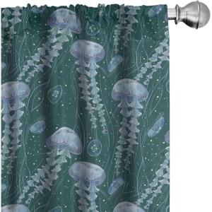 Ambesonne Floral Curtains, Flower Branches Blossoming in Minimalist Design Neutral Botanical, Window Treatments 2 Panel Set for Living Room Bedroom, Pair of – 28″ x 84″, Taupe Grey and Dark Blue Grey(Hunter Green and Ceil Blue)
