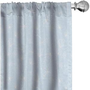 Ambesonne Floral Curtains, Flower Branches Blossoming in Minimalist Design Neutral Botanical, Window Treatments 2 Panel Set for Living Room Bedroom, Pair of – 28″ x 84″, Taupe Grey and Dark Blue Grey(Soft Blue and White)