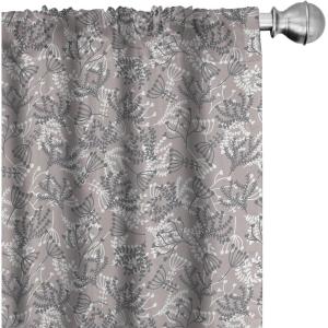 Ambesonne Floral Curtains, Flower Branches Blossoming in Minimalist Design Neutral Botanical, Window Treatments 2 Panel Set for Living Room Bedroom, Pair of – 28″ x 84″, Taupe Grey and Dark Blue Grey(Taupe Grey and Dark Blue Grey)