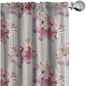 Ambesonne Floral Curtains, Flower Branches Blossoming in Minimalist Design Neutral Botanical, Window Treatments 2 Panel Set for Living Room Bedroom, Pair of – 28″ x 84″, Taupe Grey and Dark Blue Grey(Pink Mauve Eggshell)