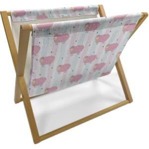 Ambesonne Fuchsia Magazine and Book Holder, Hearts Pattern Valentines Day Themed Design Retro Motifs Vintage Elements, Floor Rack Decor for Interior of Home & Office, 22″ x 19″, Off White Multicolor(Pale Pink Pale Blue)