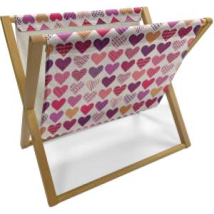 Ambesonne Fuchsia Magazine and Book Holder, Hearts Pattern Valentines Day Themed Design Retro Motifs Vintage Elements, Floor Rack Decor for Interior of Home & Office, 22″ x 19″, Off White Multicolor(Off White Multicolor)