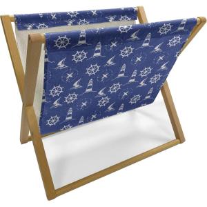 Ambesonne Fuchsia Magazine and Book Holder, Hearts Pattern Valentines Day Themed Design Retro Motifs Vintage Elements, Floor Rack Decor for Interior of Home & Office, 22″ x 19″, Off White Multicolor(Violet Blue White)